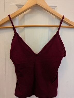 Brandy Melville Burgundy V-Neck Spaghetti Strap Tank